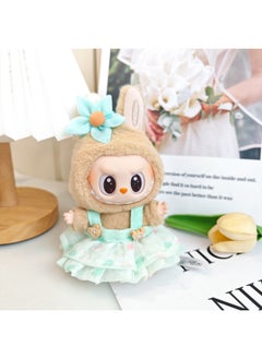 Labubu LABUBU Sit Party Second Generation Vinyl Doll Clothes Summer Straw Hat With Sling Dress-Specifications:First Generation And Second Generation Pull Cloth Pendant Wear-Color:Green Love Skirt + Small Flower Hair Accessories (excluding Baby)