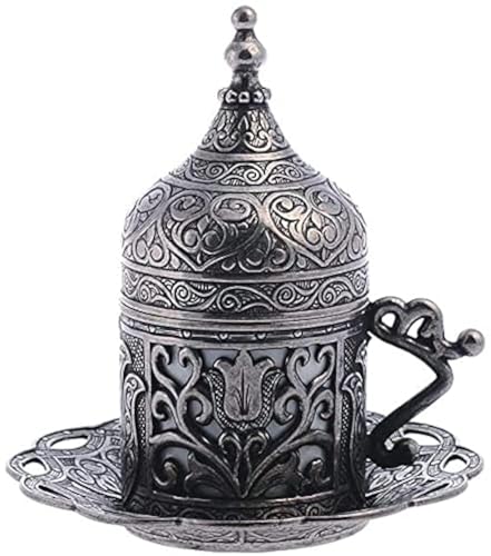 Alisveristime (1 Pc Turkish Greek Arabic Coffee Espresso Cup Saucer (Lale) (Black) - Image 1