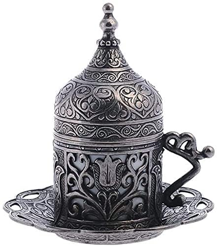 Alisveristime (1 Pc Turkish Greek Arabic Coffee Espresso Cup Saucer (Lale) (Black) - Image 2