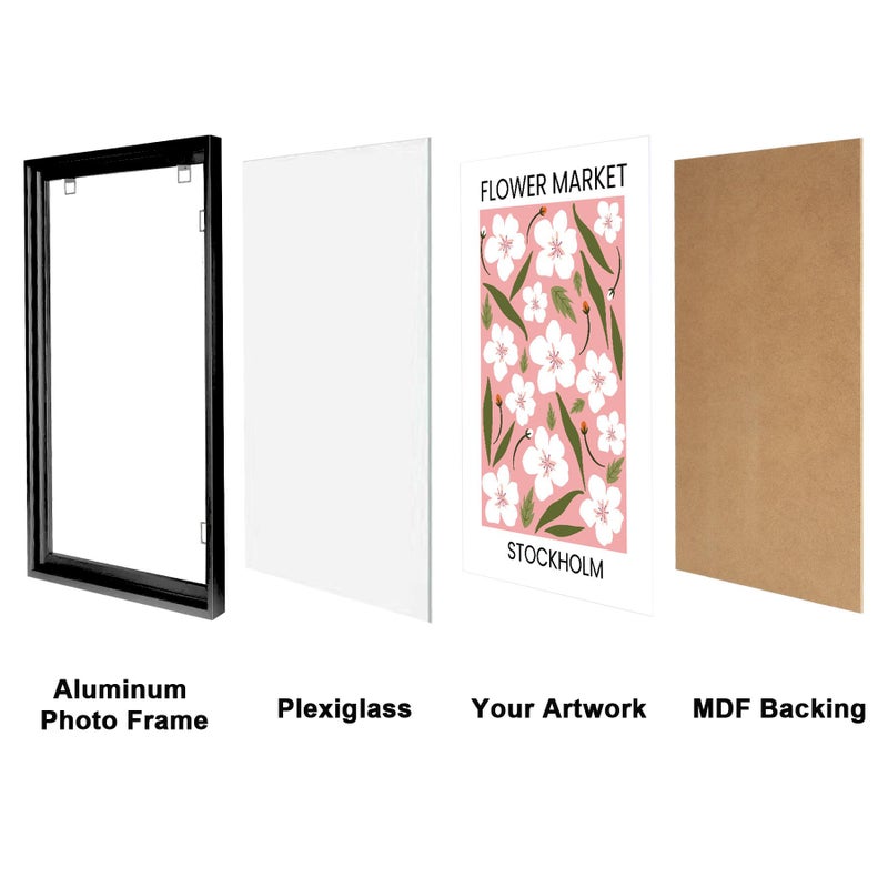 Podronale 24x36 Snap Frame Black Poster Frames Set of 2 Front-loading Frame Metal Click Frame,Coating Aluminum Profile with High Definition Plexiglass - Image 3