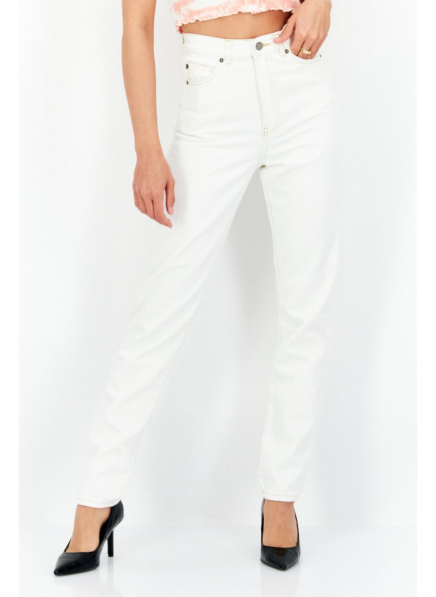 Dr Denim Women Regular Fit Solid Denim Jeans, Off White  - Image 1