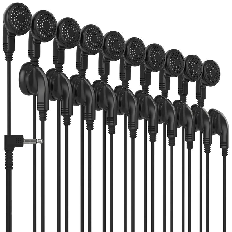 Maeline Bulk 10 Pack Earphones with 3.5 mm Headphone Plug Compatible with iPhone, Android, MP3 Player, Laptop, Computer for School, Libraries, Hospitals, Travel - Black - Image 1