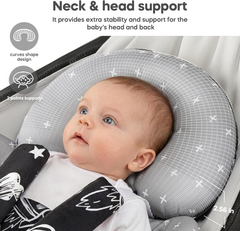 mamatepe إدراج الرضيع متوافق مع 4moms Mamaroo و Graco Swing ومقعد السيارة للرضع وعربة الأطفال وأرجوحة الأطفال الأخرى وهزاز الأطفال ومقعد القفز وسرير الأطفال حديثي الولادة - وسادة دعم الرأس والجسم، تصميم قابل للعكس - Image 4