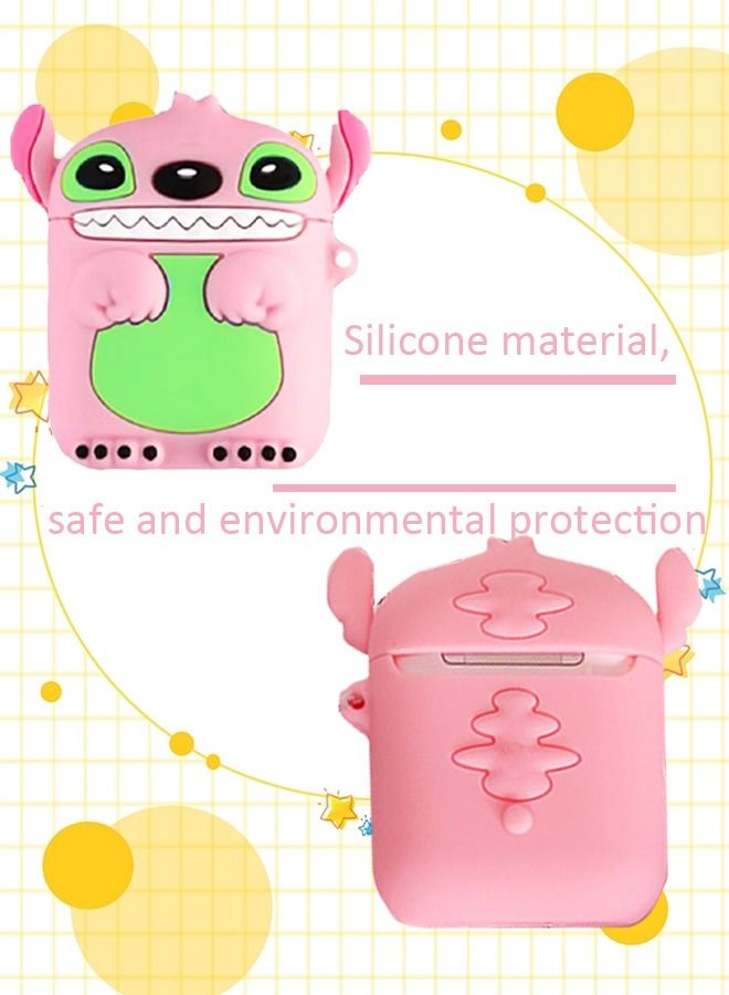 AirPods 1/2 Case, Cute Cartoon Case，Silicone Shockproof Waterproof Protective Cartoon Soft Cover Case For Apple Airpdos 1/2,Pink - Image 3