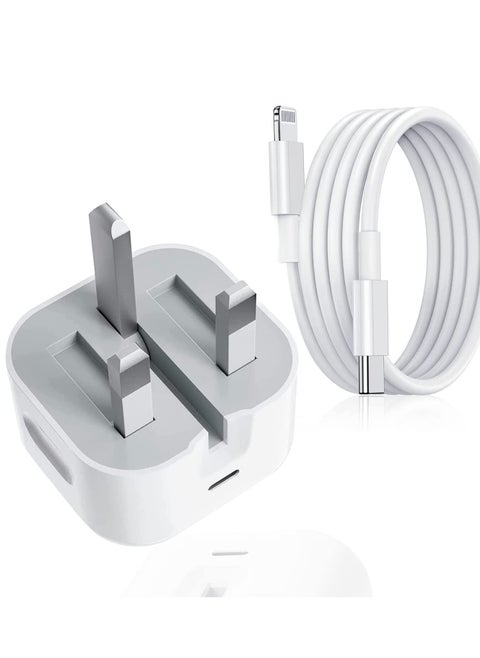 USB C Fast Charger Plug, 20W Foldable Type C Power Adapter, PD 3.0 Wall Plug Quick Charging with 1M Charging Cable for iPhone 14/13/13 Mini/13 Pro/13 Pro Max/12 Mini/12 Pro/iPad Pro