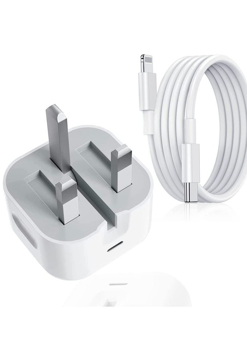 USB C Fast Charger Plug, 20W Foldable Type C Power Adapter, PD 3.0 Wall Plug Quick Charging with 1M Charging Cable for iPhone 14/13/13 Mini/13 Pro/13 Pro Max/12 Mini/12 Pro/iPad Pro