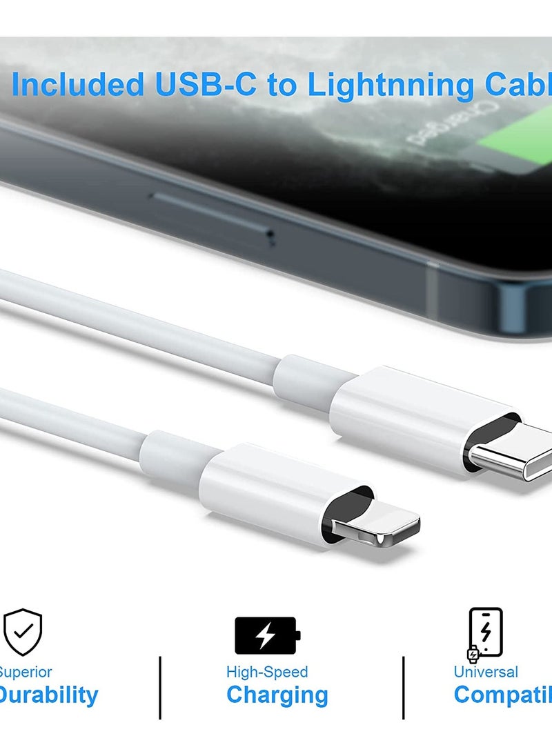USB C Fast Charger Plug, 20W Foldable Type C Power Adapter, PD 3.0 Wall Plug Quick Charging with 1M Charging Cable for iPhone 14/13/13 Mini/13 Pro/13 Pro Max/12 Mini/12 Pro/iPad Pro