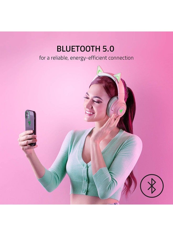 general razer kraken bt kitty Edition, Wireless Bluetooth Headset With Chroma Rgb,  Low Latency Connection, Custom-Tuned  Drivers, Beamforming Microphone - Image 3