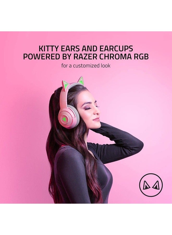 general razer kraken bt kitty Edition, Wireless Bluetooth Headset With Chroma Rgb,  Low Latency Connection, Custom-Tuned  Drivers, Beamforming Microphone - Image 2
