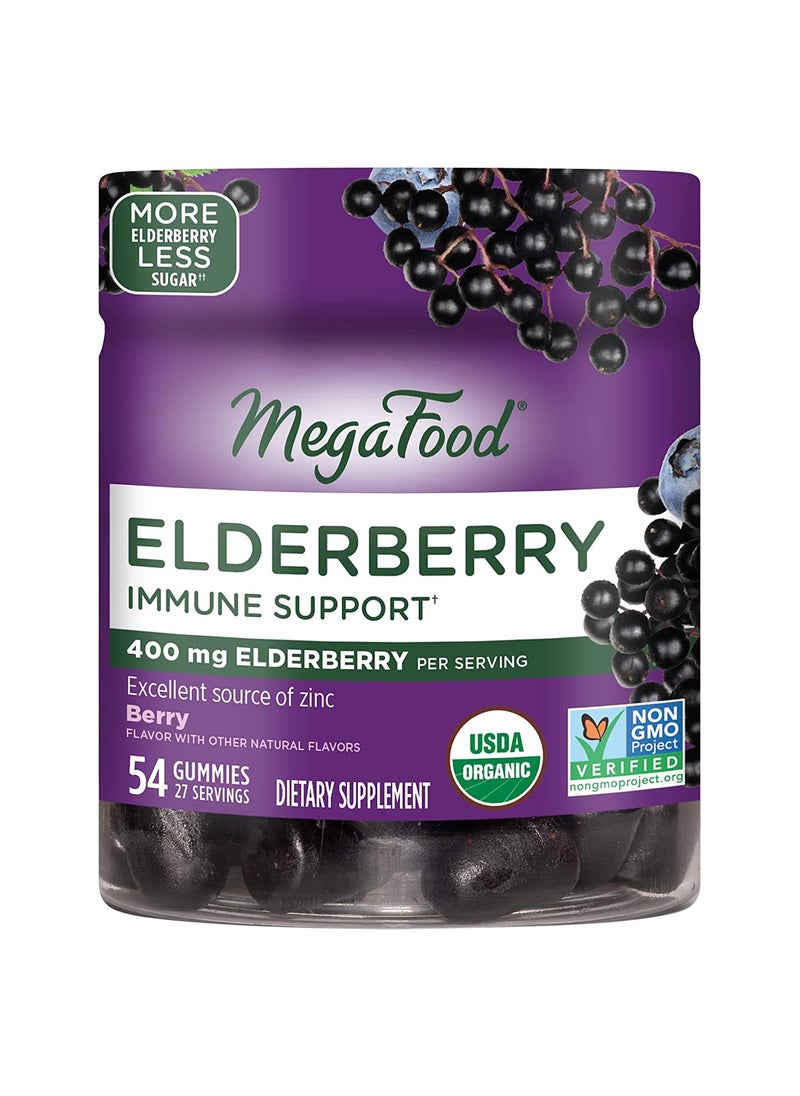MegaFood ELDERBERRY IMMUNE SUPPORT,400MG ELDERBERRY PER SERVING, EXCELLENCE SOURCE OF ZINC, DIETARY SUPLEMENT 54 GUMMIES / 27 SERVINGS - BERRY  - Image 2