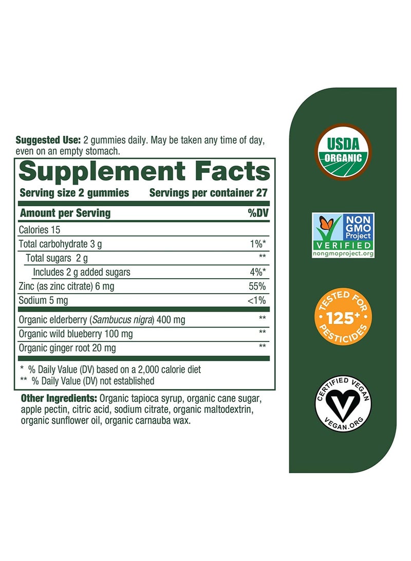 MegaFood ELDERBERRY IMMUNE SUPPORT,400MG ELDERBERRY PER SERVING, EXCELLENCE SOURCE OF ZINC, DIETARY SUPLEMENT 54 GUMMIES / 27 SERVINGS - BERRY - Image 2