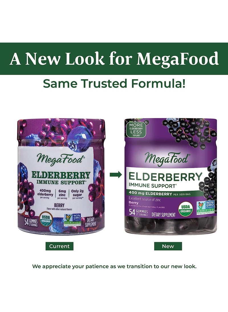 MegaFood ELDERBERRY IMMUNE SUPPORT,400MG ELDERBERRY PER SERVING, EXCELLENCE SOURCE OF ZINC, DIETARY SUPLEMENT 54 GUMMIES / 27 SERVINGS - BERRY - Image 3