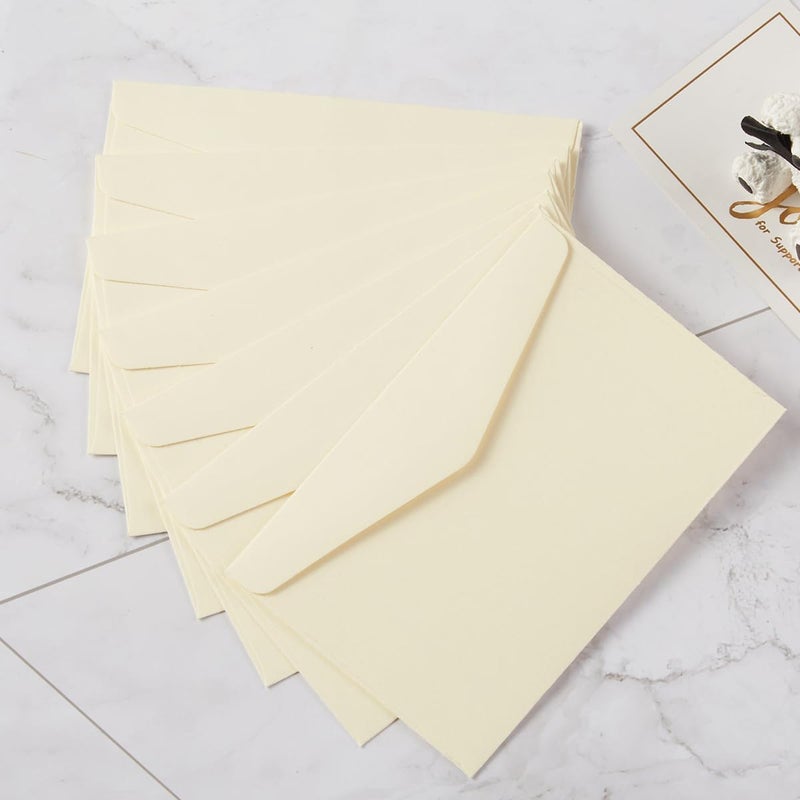 Homtable 120 Pack Kraft Mini Envelopes Small Envelopes Self-Adhesive Tiny Pockets for Business Cards Christmas Holiday Small Gift Cards Invitations Cards(4.13"×2.76") (Cream Color) - Image 5