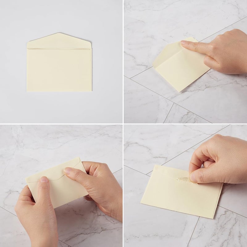 Homtable 120 Pack Kraft Mini Envelopes Small Envelopes Self-Adhesive Tiny Pockets for Business Cards Christmas Holiday Small Gift Cards Invitations Cards(4.13"×2.76") (Cream Color) - Image 3