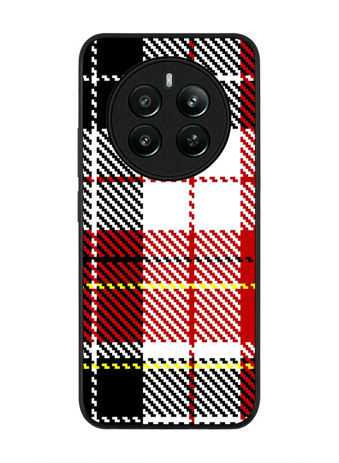 Stylizedd Rugged Black edge case for Realme 12 Plus 5G / Realme 12 4G, Slim fit Soft Case Flexible Anti Drop TPU Gel Thin Cover -  English Flannel - Image 1