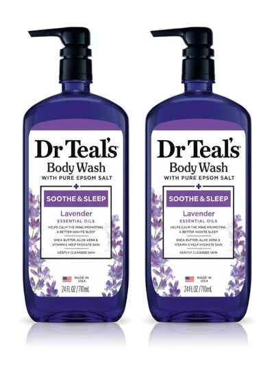 Dr Teal's Pack of 2 Epsom Salt Body Wash with Lavender for Soothe & Sleep