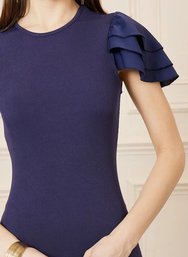 Styli Tiered Sleeve Midi Dress