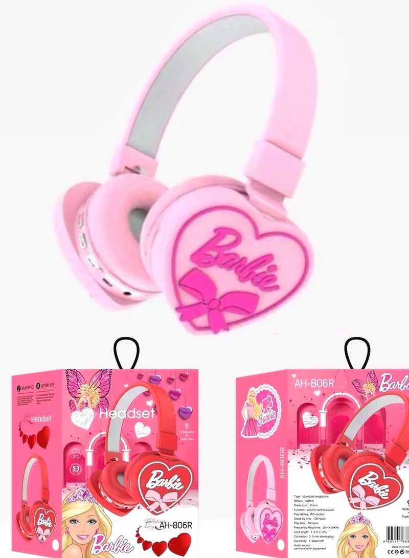 Barbie Over-Ear Wireless Bluetooth Headset Gaming Headset Foldable Support FM Computer Mobile Phone Music Stereo Headset - Image 1