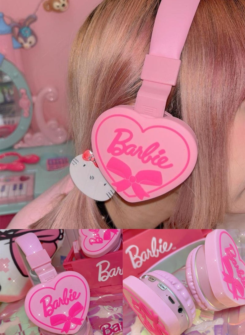 Barbie Over-Ear Wireless Bluetooth Headset Gaming Headset Foldable Support FM Computer Mobile Phone Music Stereo Headset - Image 2