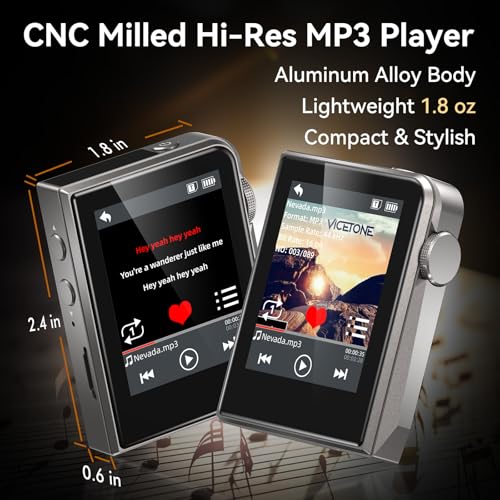 RUIZU 64GB HiFi Lossless MP3 Player DAC DSD High Resolution Digital Audio Player Portable HiRes Music Player with 2 Touchscreen Resume Playback CNC Aluminum Alloy Body Up to 128GB microSD Card - Image 3
