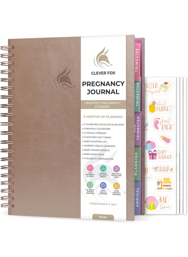 Clever Fox Clever Fox Pregnancy Journal & Memory Book - Pregnancy Planner & Notebook for Expecting Moms – Baby Keepsake, First Time Moms Gift (Pearl, 9" x 10.5") - Image 1