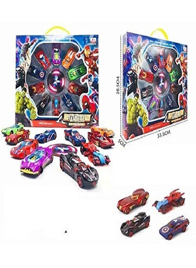 PLUSPOINT Super Hero Die cast Metal Vehicles Pack of 10Pc Alloy Push N Go Vehicles, 1:64 Scale Mini Racing Cars for Toddlers, Collectible Die-Cast Toy Car Set, Multi Color - Image 4