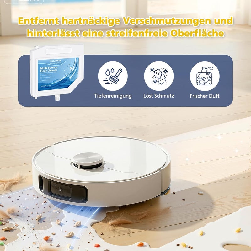 VILLAPOOL 3 x Mop Robot Cleaner Compatible with Dreame L10s Ultra S10 S10 Pro S10 Plus, Multi Surface Floor Cleaner for All Hard Floors, for Insertion in the Charging Station, 300 ml x 3 Pieces - Image 3