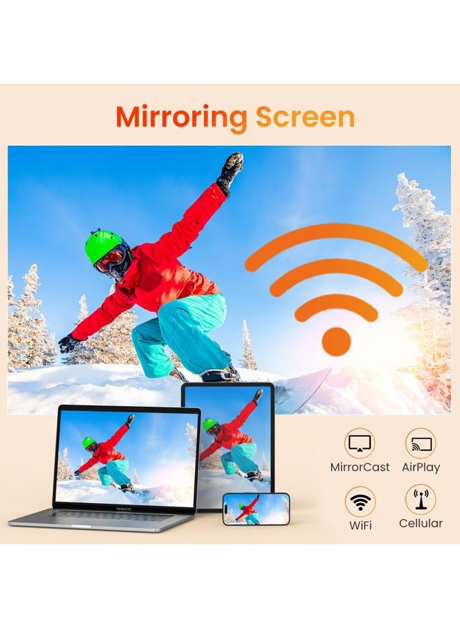 HAPPRUN جهاز عرض، جهاز عرض مع واي فاي وبلوتوث، [انعكاس خطوة واحدة] جهاز عرض للهواتف، جهاز عرض محمول بدقة 12000L 1080P مع شاشة، جهاز عرض أفلام خارجي للهواتف الذكية/HDMI/عصا التلفاز - Image 3