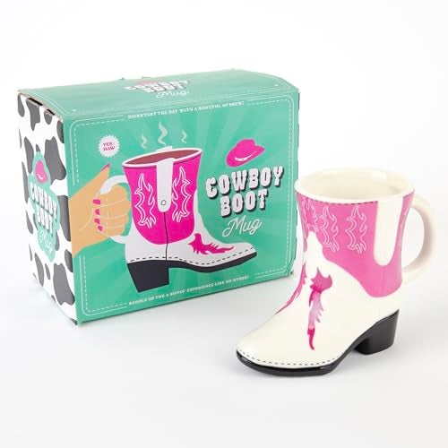 Gift Republic Cowboy Boot Mug Pink and White Novelty Coffee Cup Fun Gift Idea 300ml Ceramic Tea / Coffee / Hot Chocolate Mug Gift for Her - Image 1