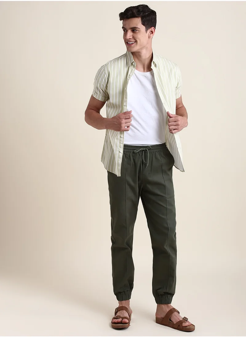 Dennis Lingo Men's Beige Slim Fit Cotton Shirt