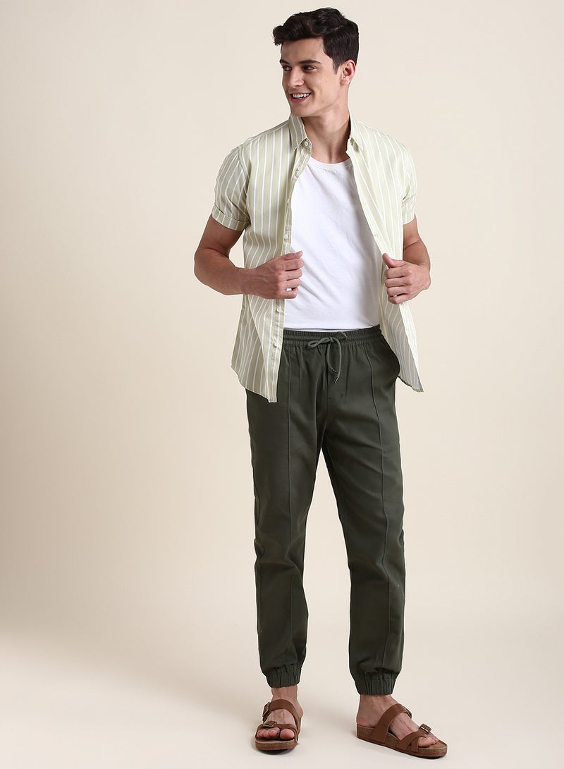 Men's Beige Slim Fit Cotton Shirt