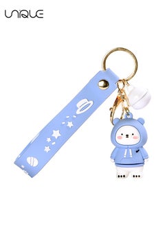 1 x Keychain, PVC Lanyard Pendant Bear Key Ring, Cartoon Doll Accessories Silicone Key Collector, Key Chain, Bag, Men's and Women's Car Parts (Blue)