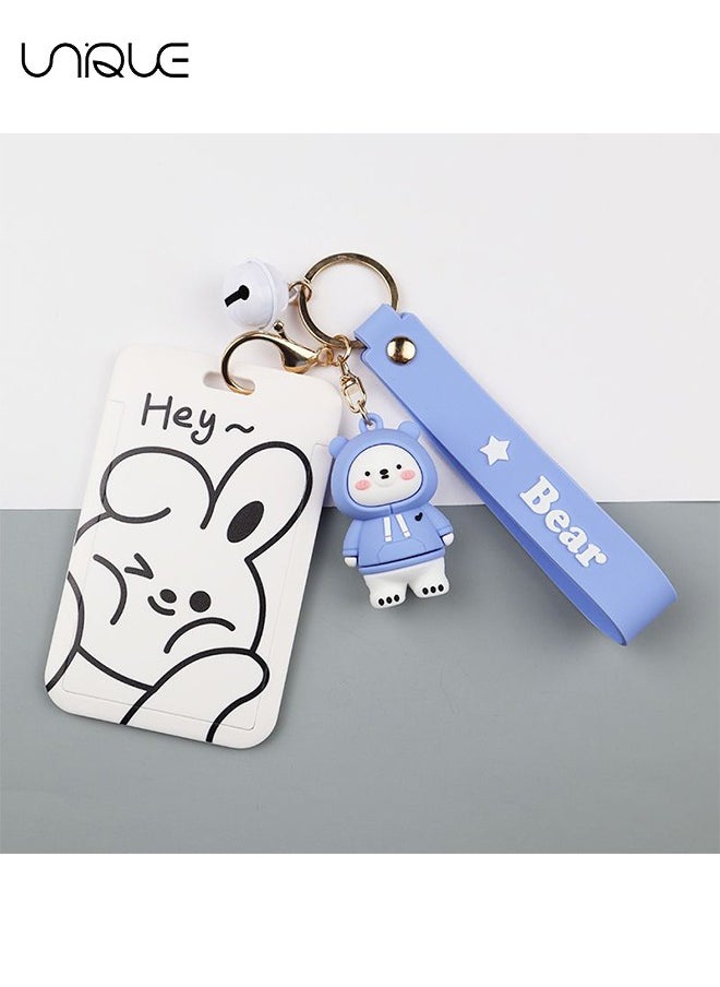 Unique - 1 x Keychain, PVC Lanyard Pendant Bear Key Ring, Cartoon Doll Accessories Silicone Key Collector, Key Chain, Bag, Men's and Women's Car Parts (Blue) - Image 1