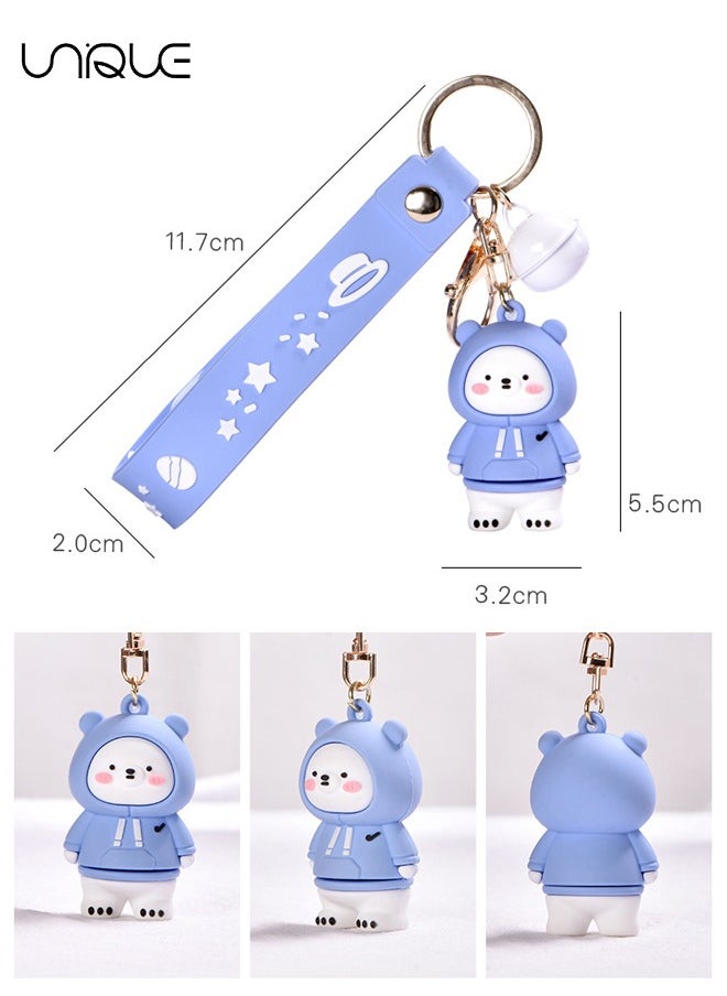 Unique - 1 x Keychain, PVC Lanyard Pendant Bear Key Ring, Cartoon Doll Accessories Silicone Key Collector, Key Chain, Bag, Men's and Women's Car Parts (Blue) - Image 1