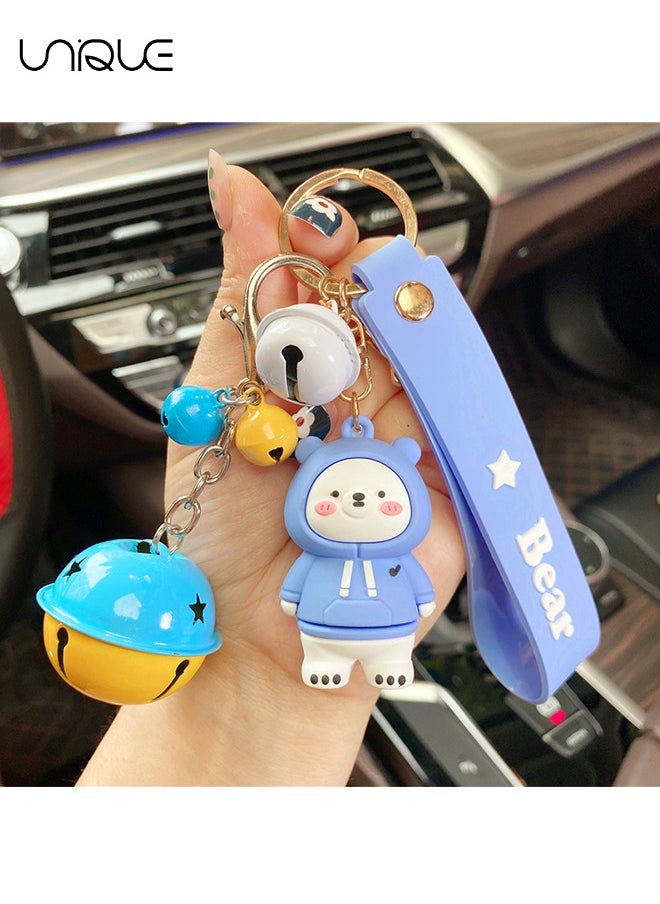 Unique - 1 x Keychain, PVC Lanyard Pendant Bear Key Ring, Cartoon Doll Accessories Silicone Key Collector, Key Chain, Bag, Men's and Women's Car Parts (Blue) - Image 1