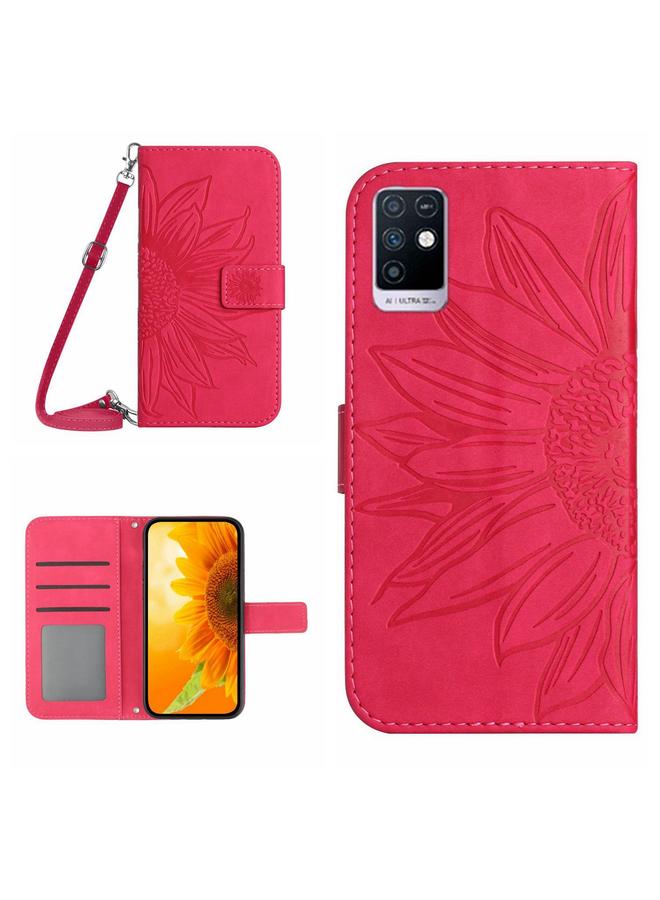 Zaboon Case For Infinix Note 10 Skin Feel Sun Flower Pattern Flip Leather Phone Case with Lanyard - Image 1