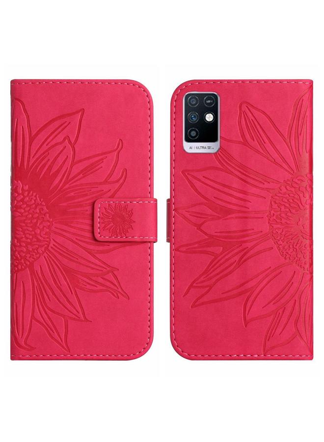 Zaboon Case For Infinix Note 10 Skin Feel Sun Flower Pattern Flip Leather Phone Case with Lanyard - Image 2