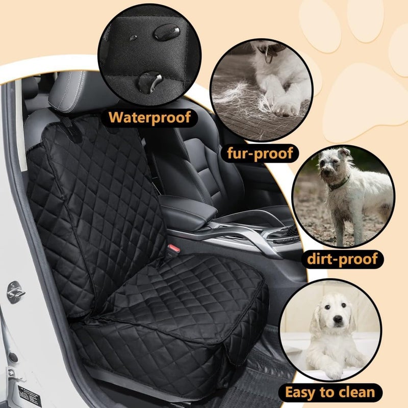 Dog Car Seat Cover, 100% Waterproof and Water Resistant Pet Seat Cover, Universal Soft Pet Front Seat Cover, Durable Anti-scratch and Anti-slip, Machine Washable for Cars, SUVs and Trucks - Black - Image 4
