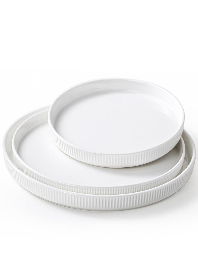 Dizada Round Serving Platters 3-Pack (12.8"/10.8"/8.8") - White Porcelain Serving Trays for Veggie, Fruit, Cheese, Snack, Party Entertaining - Image 1