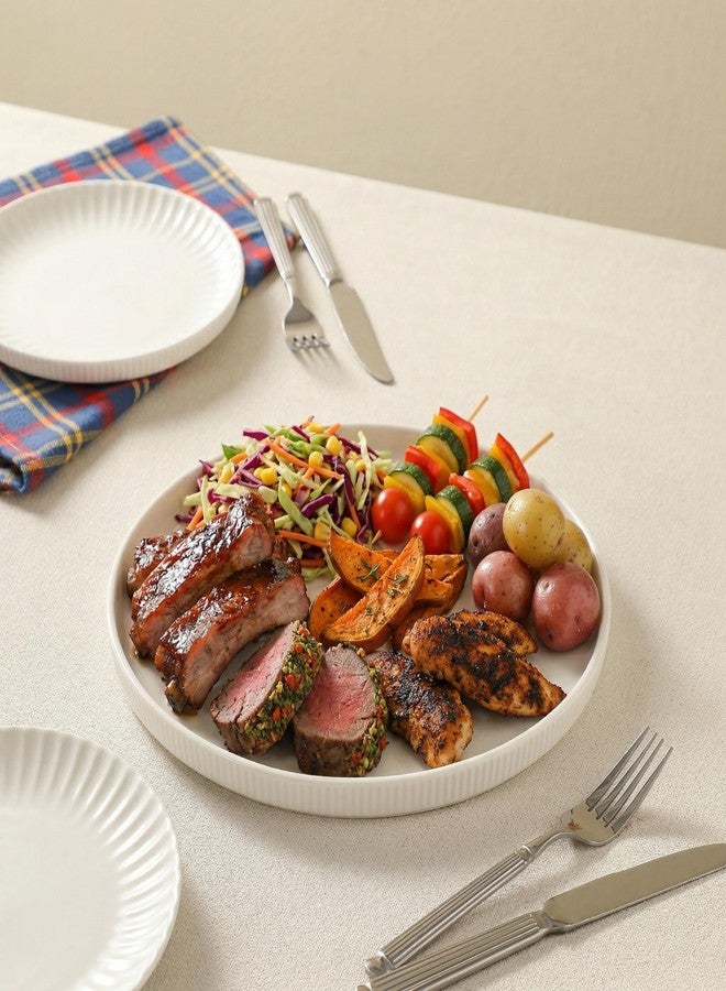 Dizada Round Serving Platters 3-Pack (12.8"/10.8"/8.8") - White Porcelain Serving Trays for Veggie, Fruit, Cheese, Snack, Party Entertaining - Image 5