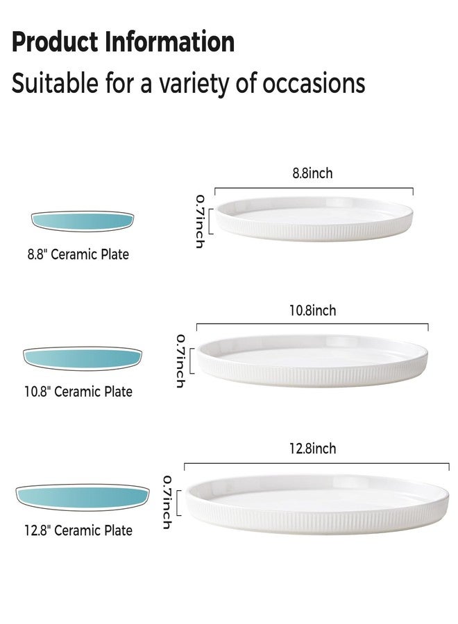 Dizada Round Serving Platters 3-Pack (12.8"/10.8"/8.8") - White Porcelain Serving Trays for Veggie, Fruit, Cheese, Snack, Party Entertaining - Image 3