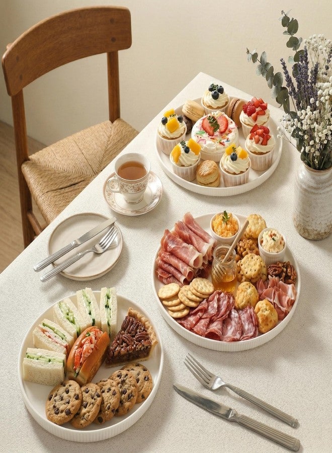 Dizada Round Serving Platters 3-Pack (12.8"/10.8"/8.8") - White Porcelain Serving Trays for Veggie, Fruit, Cheese, Snack, Party Entertaining - Image 4