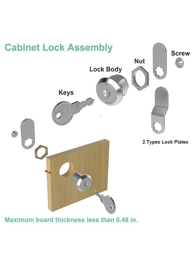 مجموعة من 3 أقفال خزانة مع مفاتيح، قفل كام 5/8 بمفتاح متشابه، درج آمن لصندوق البريد والملفات وأقفال تخزين المركبات الترفيهية وأقفال صندوق الأدوات، مجموعة بديلة من أقفال سبائك الزنك - Image 3