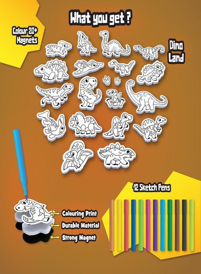 Play Panda MYM Colour & Play Dino Land Craft Kit for Kids, Make 20+ Fridge Magnets - Image 4