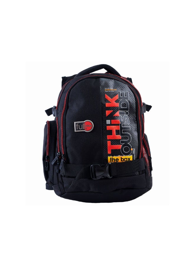 Full Stop Think Outside Zipper Closure Backpack with Pencil Case Black and Red 52 x 42 x 17 cm 143342 - Image 1