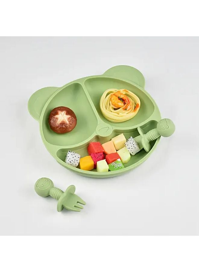 مجموعة أدوات المائدة للطفل الأخضر بالفواكه: شوكة وملعقة ذات أطراف ناعمة لتدريب الأطفال على تناول الطعام بأنفسهم - Image 4