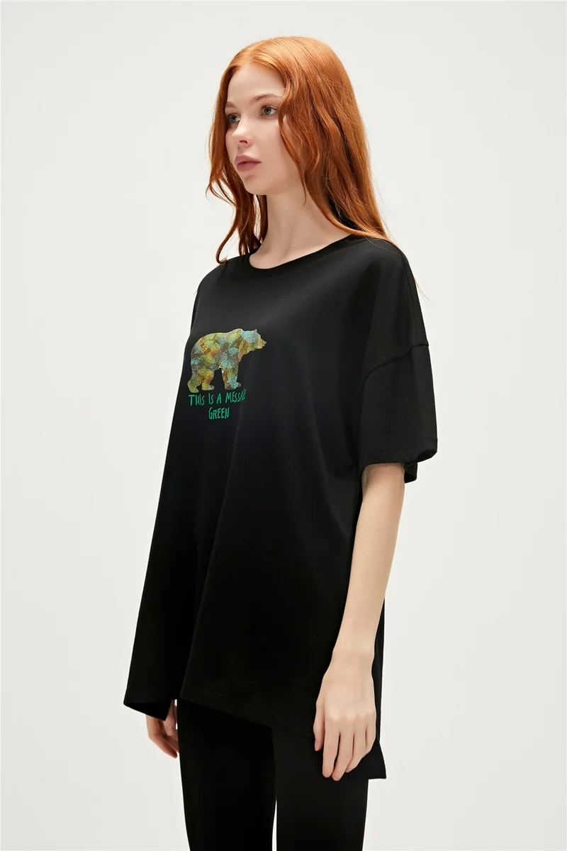 باد بير Re-Finger Recycle Black T-Shirt Printed Women's T-Shirt10