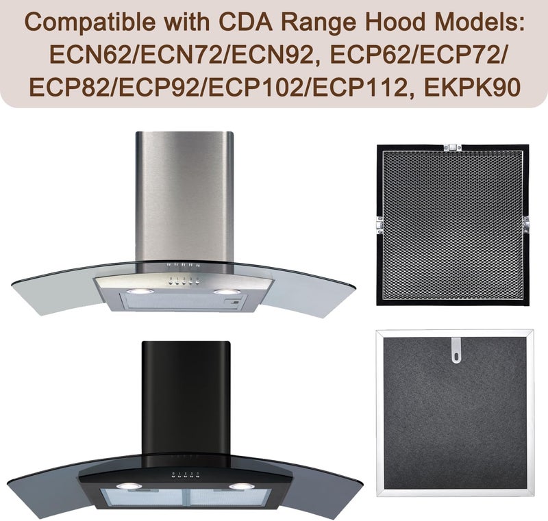 beaufan 2 Pack CHA12 Charcoal Carbon Filter Compatible with CDA Range Hood Models: ECN62/72/92, ECP62/72/82/92/102/112, EKPK90 - Image 2
