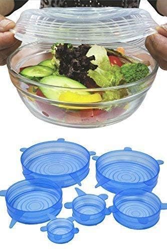 SHREE GRB SHREE GRB Safe Silicone Stretch Lids reuseable Flexible Covers for Rectangle, Round, Square Bowls, Dishes, Plates, Cans, Jars, Glassware and Mugs (Free Size) - Set of 6 Multicolour  - Image 3