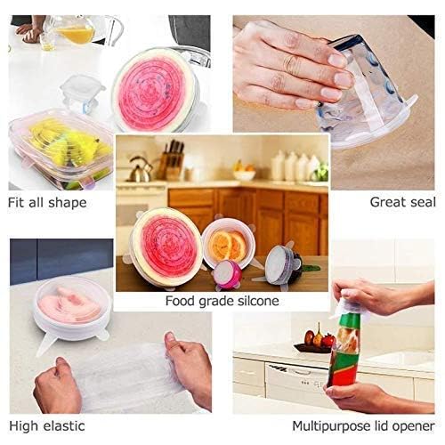 SHREE GRB SHREE GRB Safe Silicone Stretch Lids reuseable Flexible Covers for Rectangle, Round, Square Bowls, Dishes, Plates, Cans, Jars, Glassware and Mugs (Free Size) - Set of 6 Multicolour  - Image 5